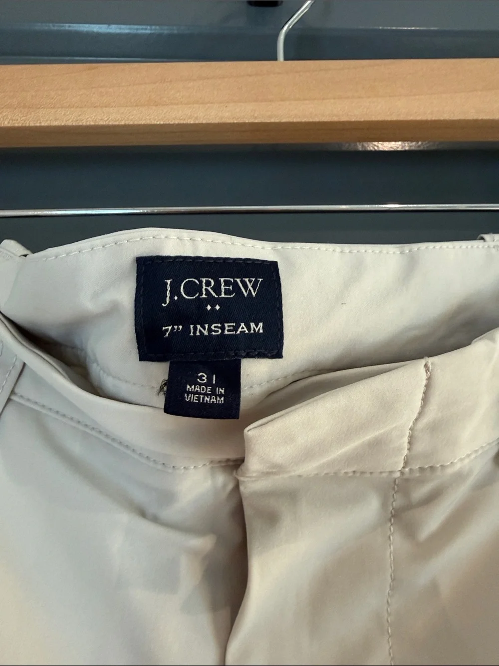 J. Crew Men's Light Stone Flat Front Shorts Tech material